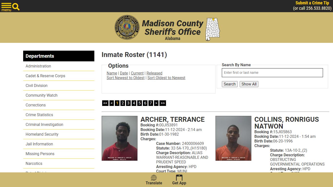 Inmate Roster - Current Inmates Booking Date Descending - Madison ...