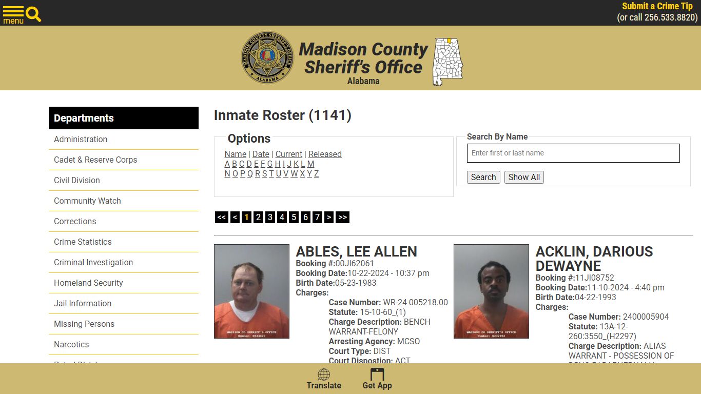 Inmate Roster - Current Inmates - Madison County Sheriff's Office