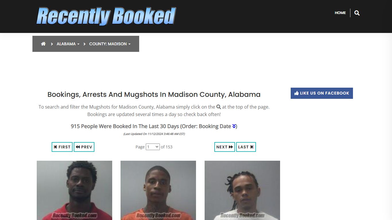 Bookings, Arrests and Mugshots in Madison County, Alabama - Recently Booked